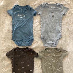 Bundle of four (4) Carter's shortsleeved boys onesie bodysuits - 12 month